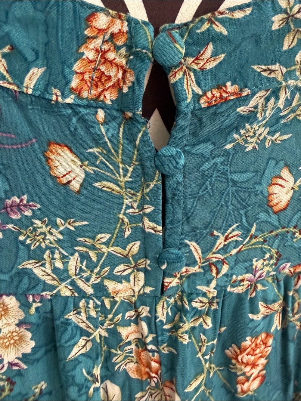 Natural Life Teal Floral Bobo Maxi with Side Slit - Picture 7 of 11